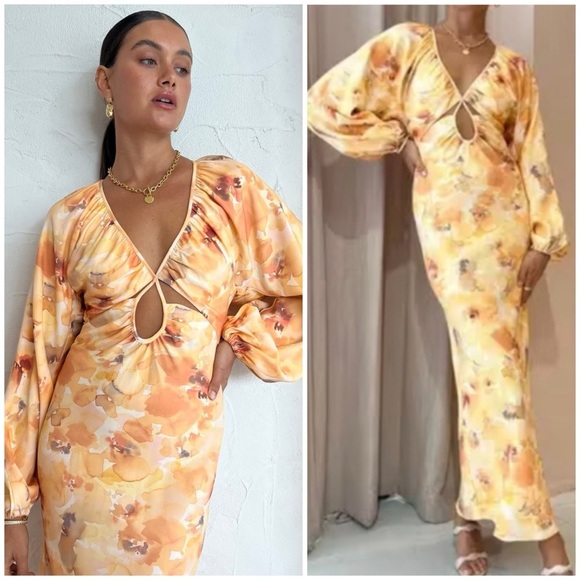 Significant Other Libby Midi Dress in Painted
Poppy Yellow NEW - Picture 6 of 12